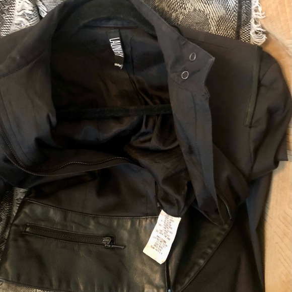 Laundry by Shelli Segal LAMB LEATHER waist cotton spandex tapered cropped jacket - Picture 13 of 13